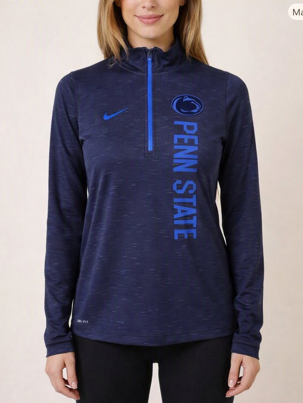 NIke Penn State 1/4 Zip Blue Long Sleeve Top Size Small